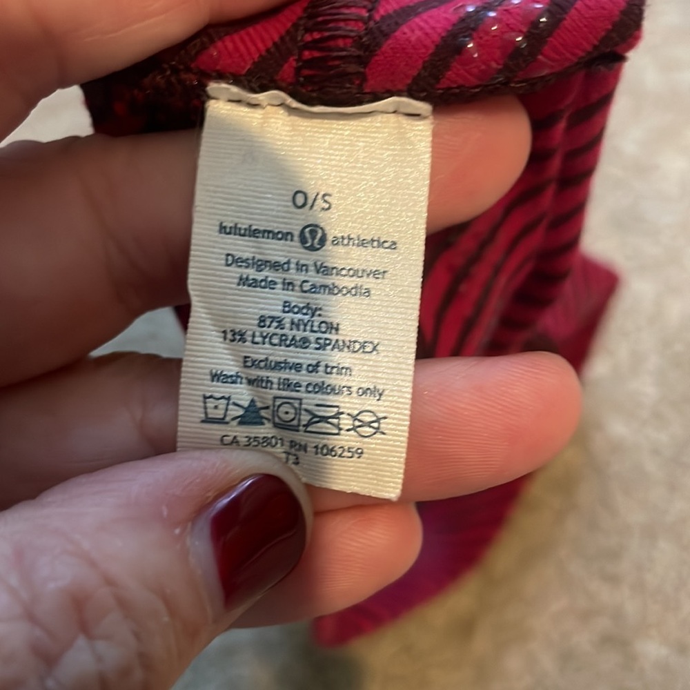 Lulu Lemon fabric stretching striped headband- burgundy - Picture 7 of 8